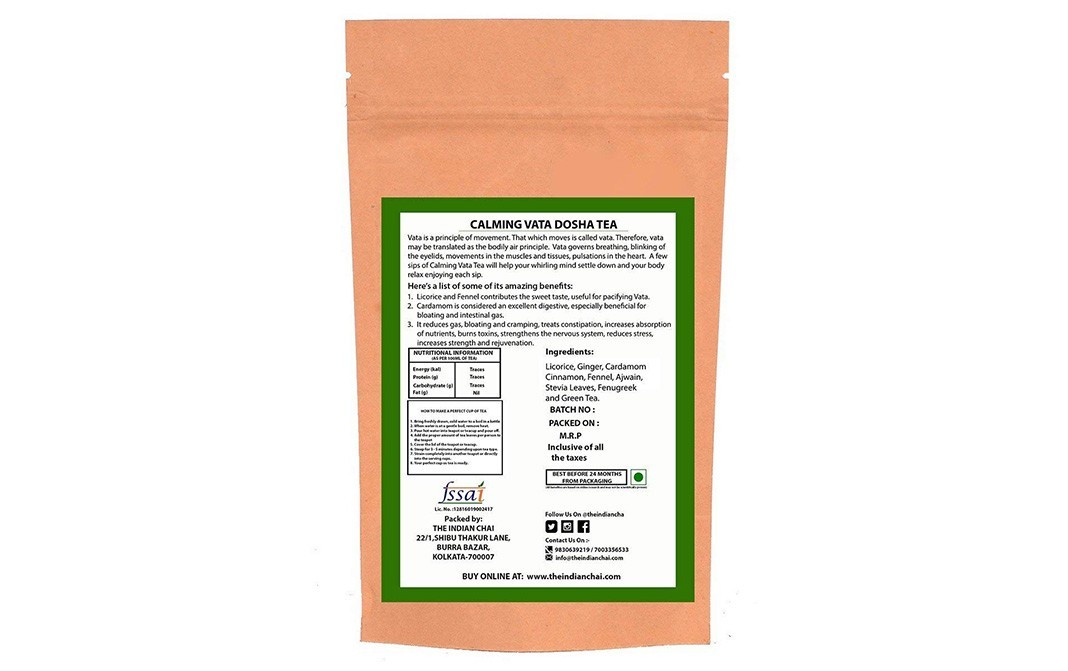 The Indian Chai Calming Vata Dosha Tea    Pack  100 grams